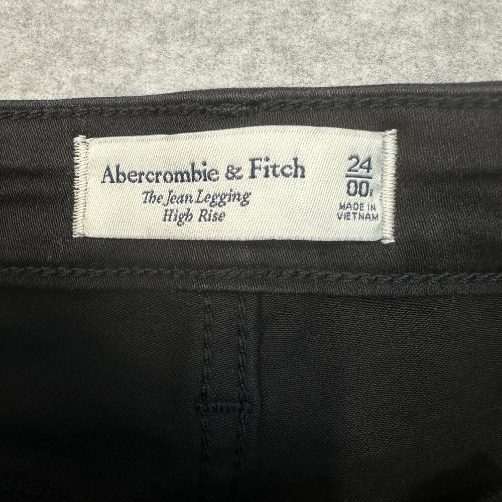 Abercrombie & Fitch The Jean Leggings Womens 24 Black High Rise Stretch Zip Fly - Picture 4 of 13